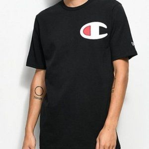 Champion Big C Patch Black T-Shirt Men Size Medium